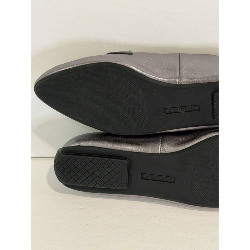 Talbots Francesca Tasseled Metallic Leather Driving Flats Shoes Silver Size 8 - Picture 10 of 11